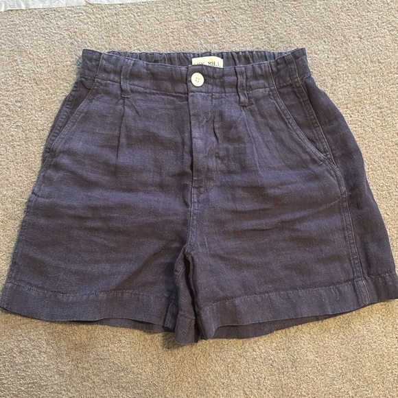 Alex Mill Navy Pleated Pull on Linen Short - Picture 5 of 7